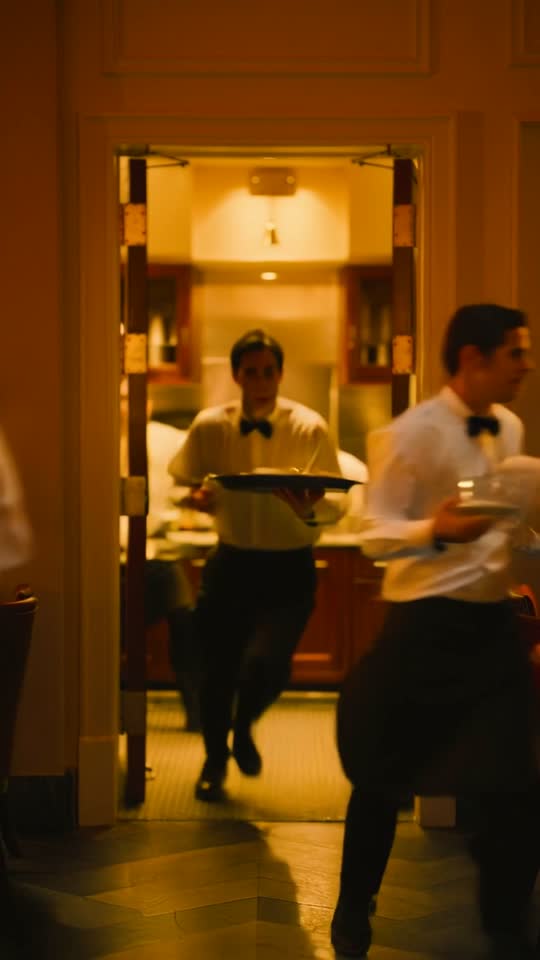 Short-form video still of a dish being plated and served